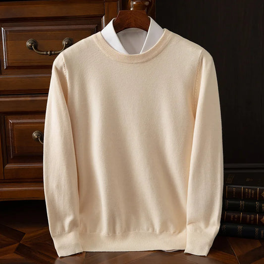 Men’s Merino Wool O-Neck Sweater – Soft, Warm & Versatile Knitwear for Autumn & Winter.