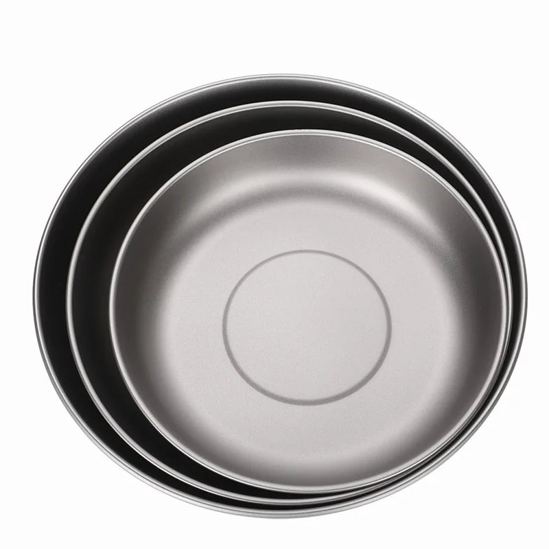 Camping Titanium Tableware Plate Titanium Lightweight Flat Plate 15/17/19cm