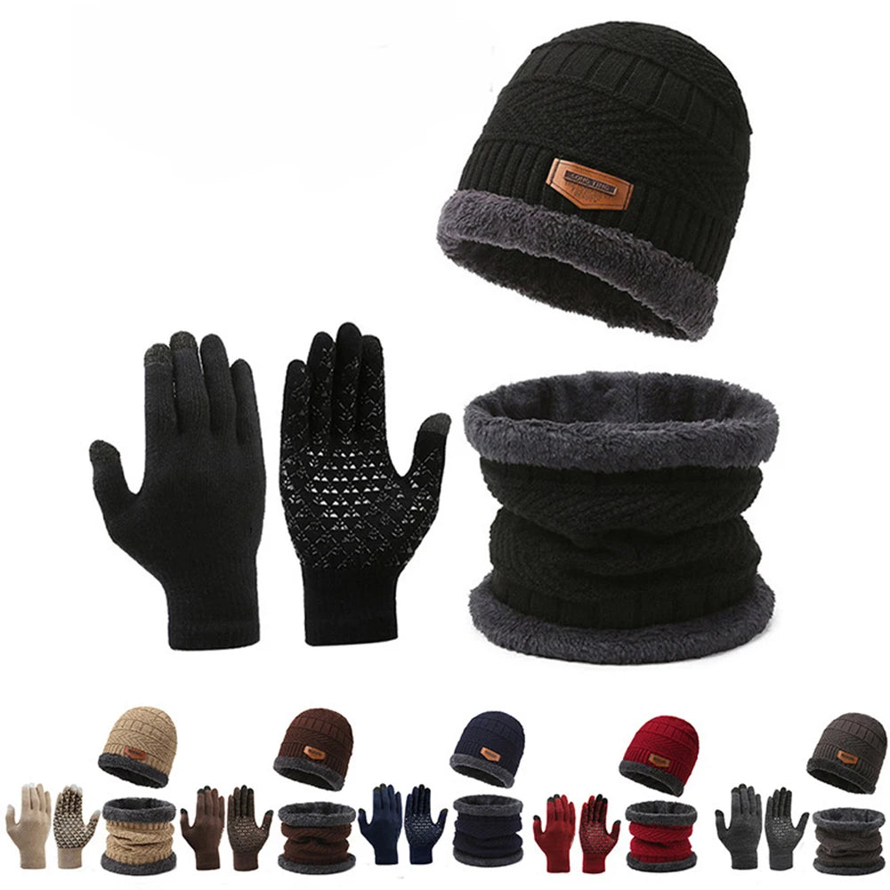 Winter Windproof Hat Gloves Scarf Set for Men Women,Touchscreen Gloves for Cold Weather, Warm Gift Set