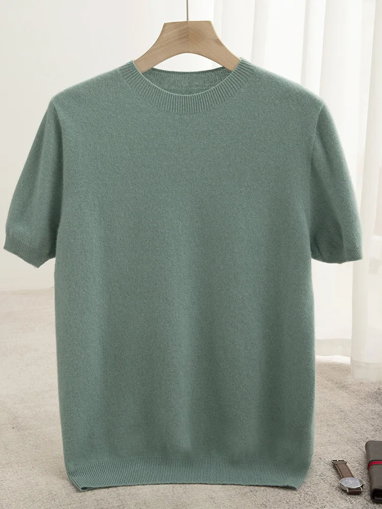 Men’s 100% Merino Wool O-Neck Short Sleeve Sweater –  Collection