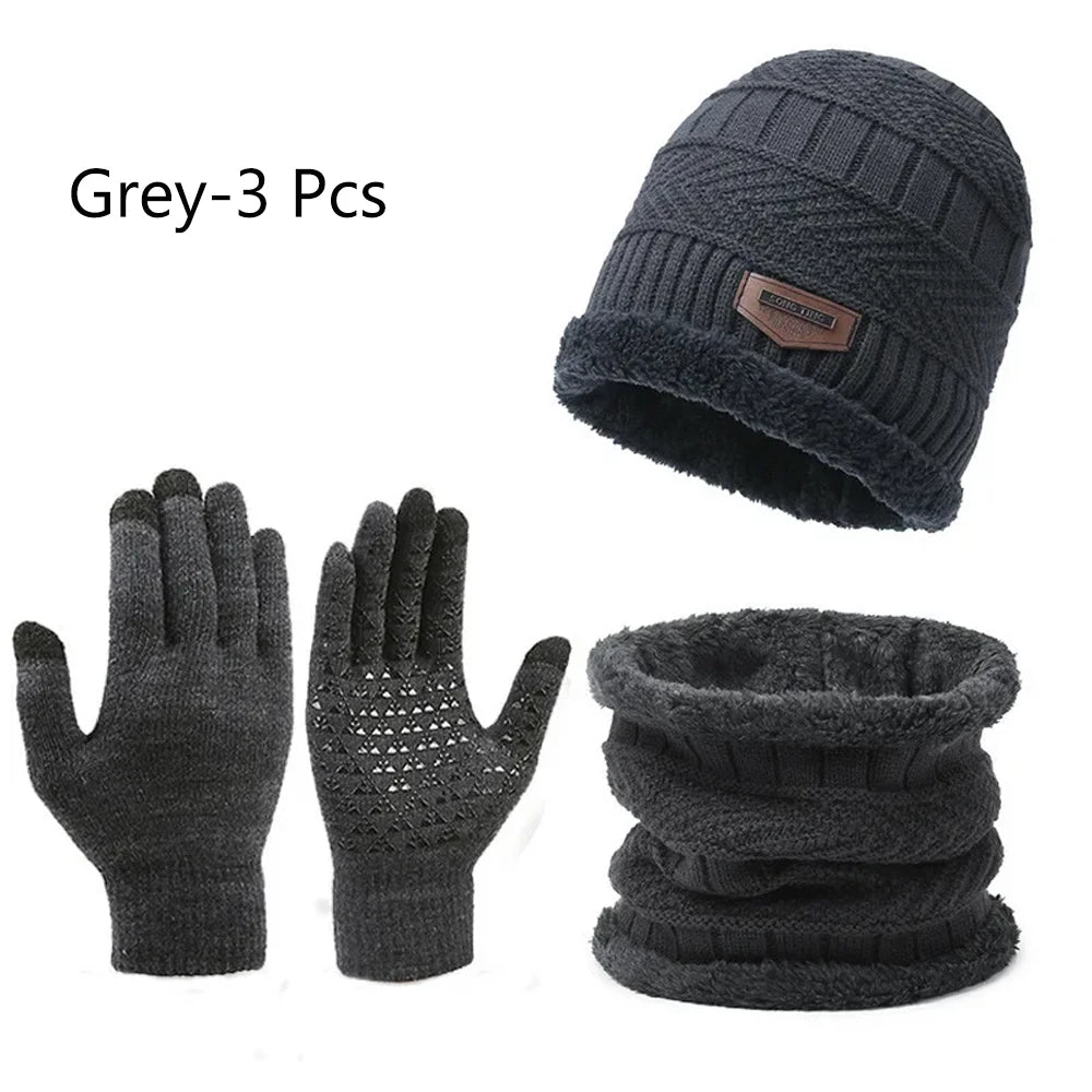 Winter Windproof Hat Gloves Scarf Set for Men Women,Touchscreen Gloves for Cold Weather, Warm Gift Set
