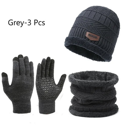 Winter Windproof Hat Gloves Scarf Set for Men Women,Touchscreen Gloves for Cold Weather, Warm Gift Set