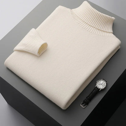 Men’s Cashmere Wool Sweater – Elegant Turn-Down Collar Knitwear for Autumn & Winter