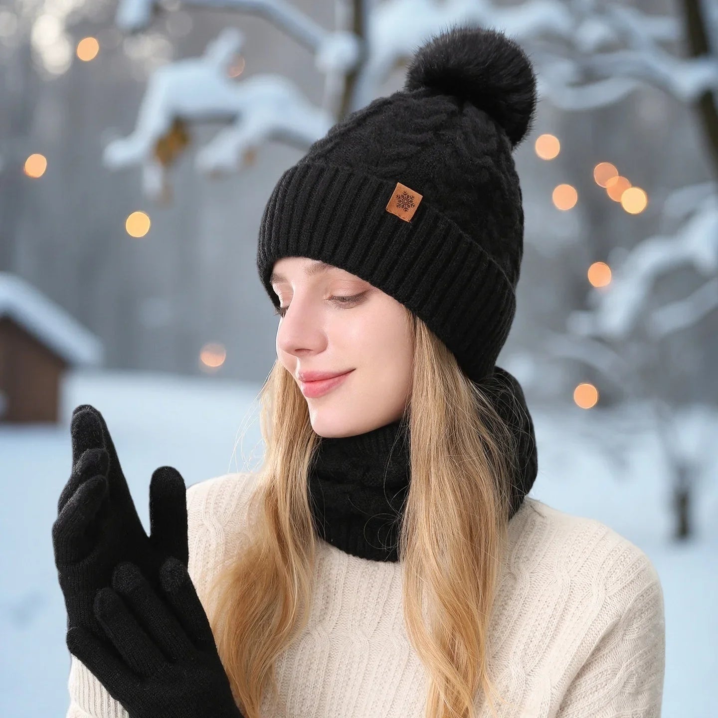 Winter 3-Piece Set: Warm Knit Hat, Scarf & Gloves