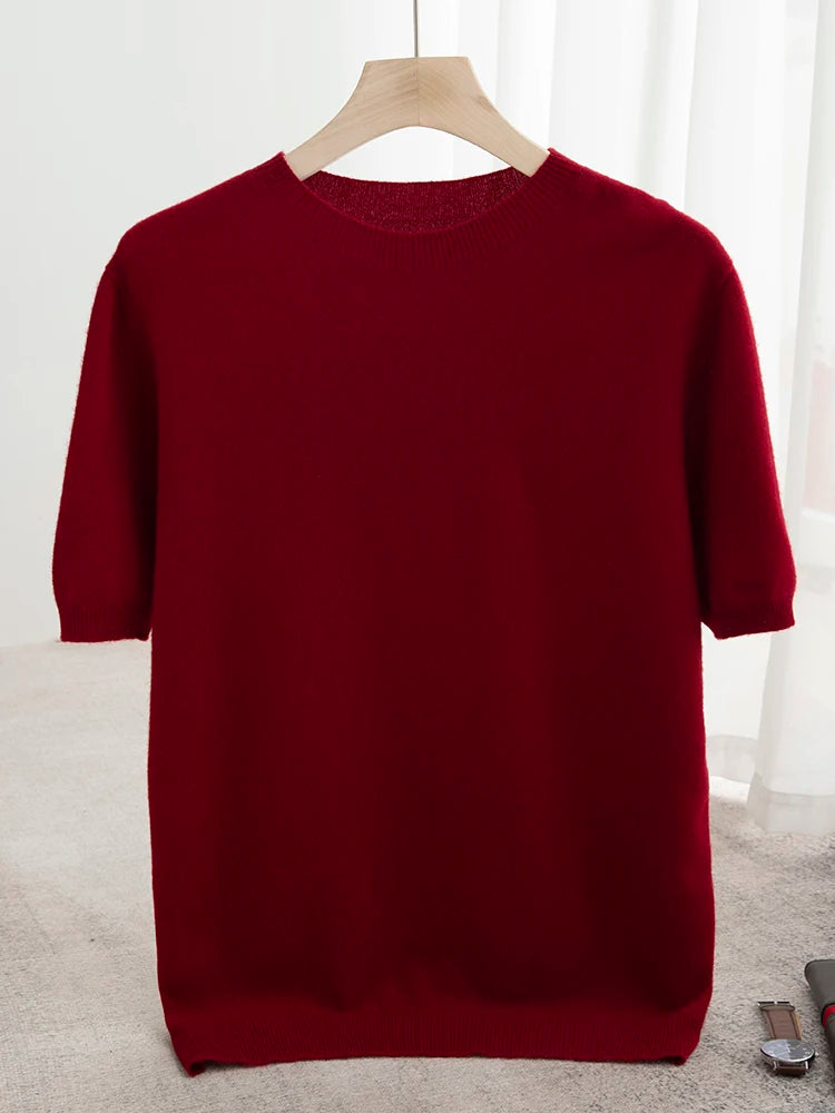 Men’s 100% Merino Wool O-Neck Short Sleeve Sweater –  Collection