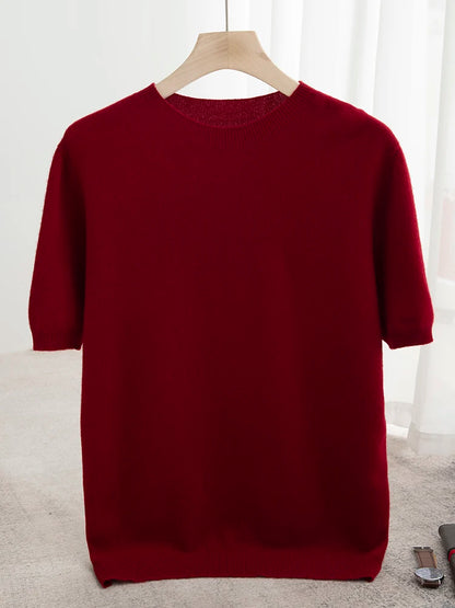 Men’s 100% Merino Wool O-Neck Short Sleeve Sweater –  Collection