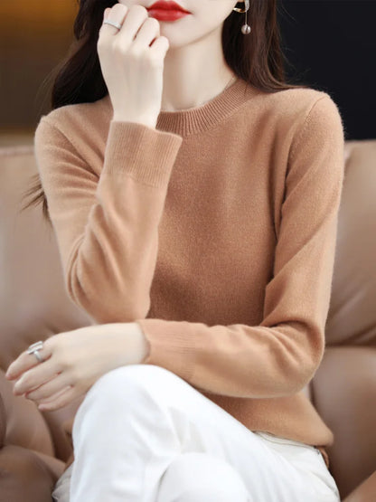 Women’s 100% Merino Wool Sweater – Soft Cashmere O-Neck Pullover