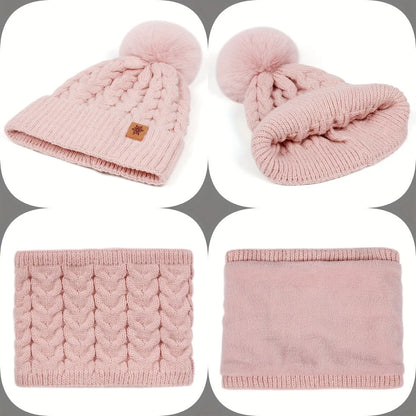 Winter 3-Piece Set: Warm Knit Hat, Scarf & Gloves