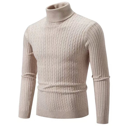 Men’s Classic High Neck Sweater – Warm Knitted Turtleneck Pullover