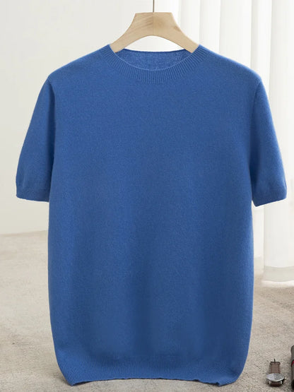 Men’s 100% Merino Wool O-Neck Short Sleeve Sweater –  Collection