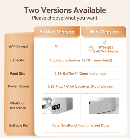 ROJECO Smart Automatic Cat Feeder – WiFi Pet Food Dispenser with Timer