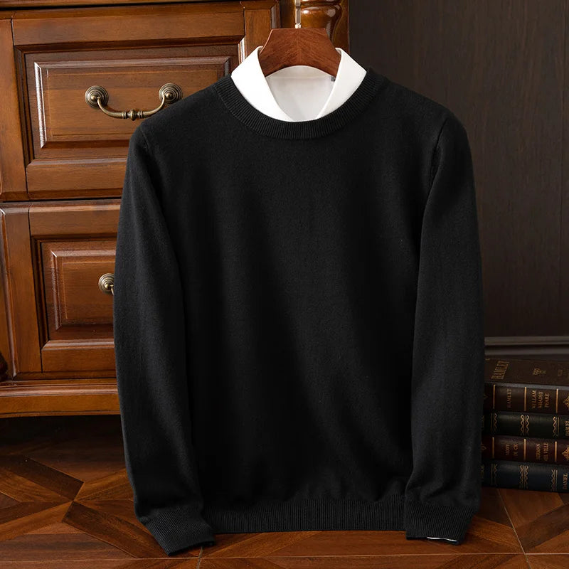 Men’s Merino Wool O-Neck Sweater – Soft, Warm & Versatile Knitwear for Autumn & Winter.