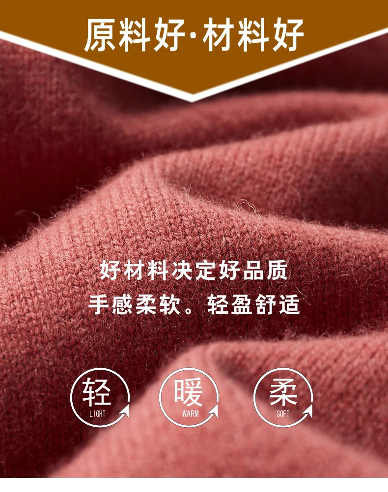 Men’s Cashmere Wool Sweater – Elegant Turn-Down Collar Knitwear for Autumn & Winter