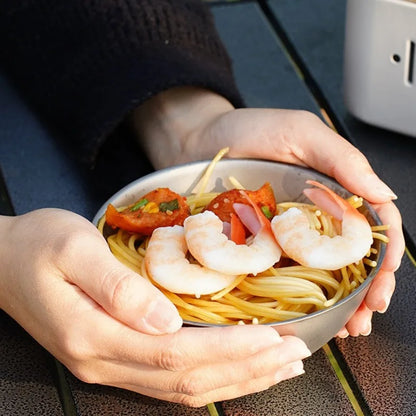 Pure Titanium Double-layer Outdoor Bowl Anti-scalding Heat Insulation Portable Healthy Luxury Bowl Anti-slip Outdoor Tableware