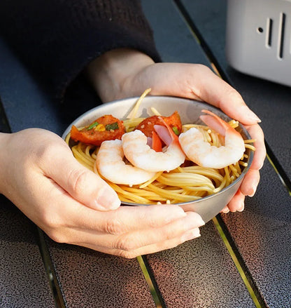 Pure Titanium Double-layer Outdoor Bowl Anti-scalding Heat Insulation Portable Healthy Luxury Bowl Anti-slip Outdoor Tableware