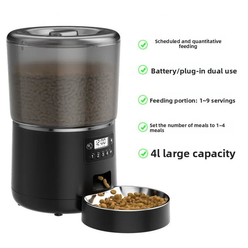 WiFi Smart Automatic Cat Feeder 4L – App Controlled Pet Food Dispenser with Timer, Voice Recorder & Dual Power System