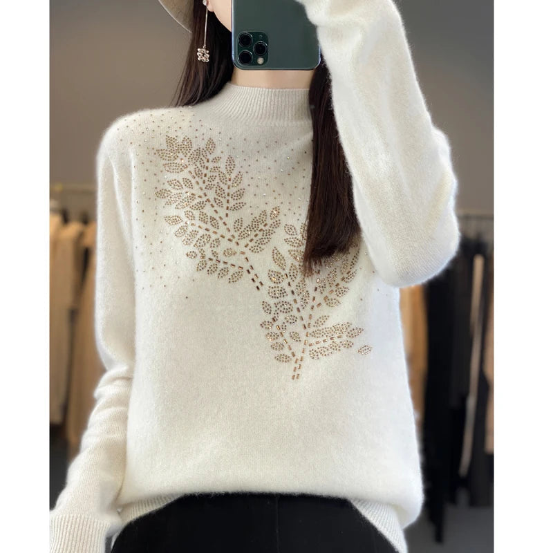 Women Sweaters Thick Warm Autumn Winter Mock