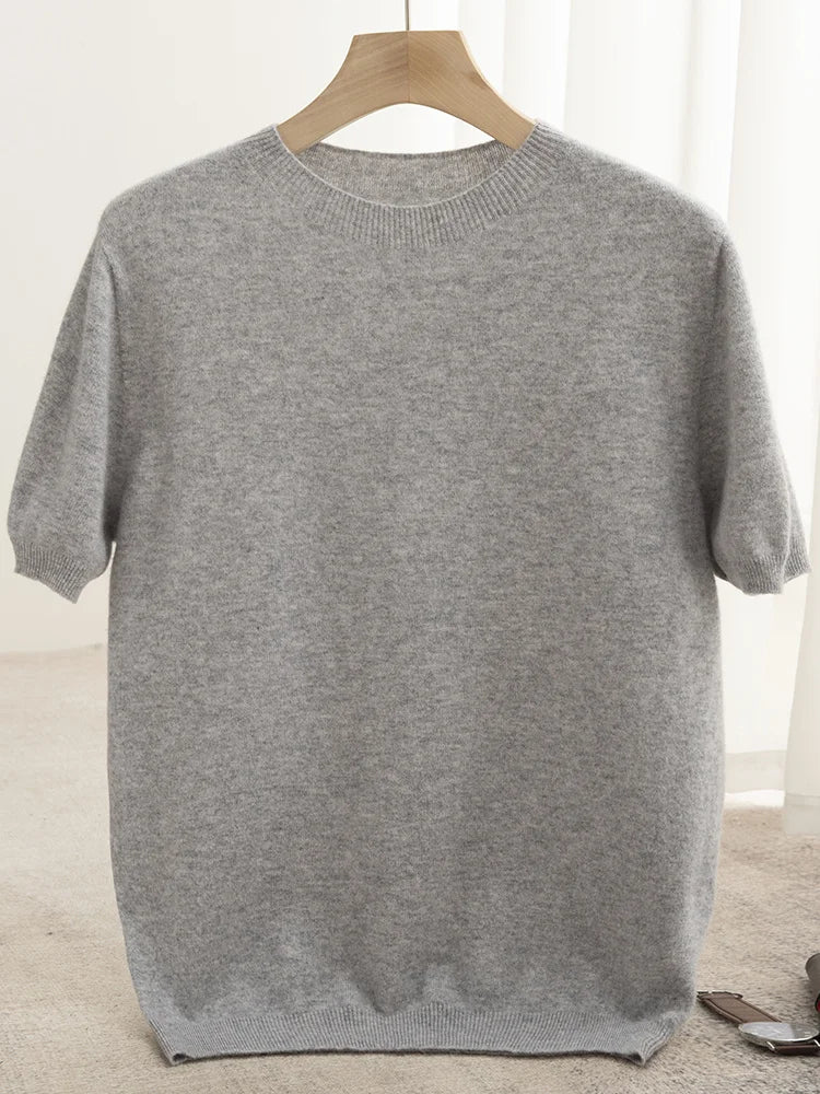 Men’s 100% Merino Wool O-Neck Short Sleeve Sweater –  Collection