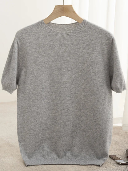 Men’s 100% Merino Wool O-Neck Short Sleeve Sweater –  Collection