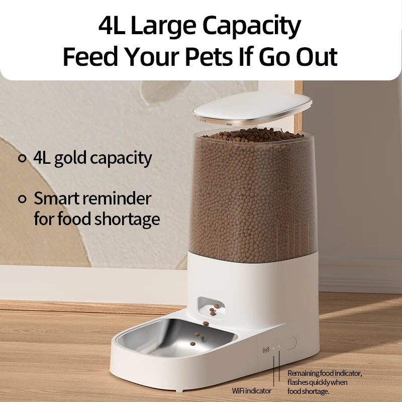 ROJECO Smart Automatic Cat Feeder – WiFi Pet Food Dispenser with Timer