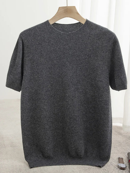 Men’s 100% Merino Wool O-Neck Short Sleeve Sweater –  Collection