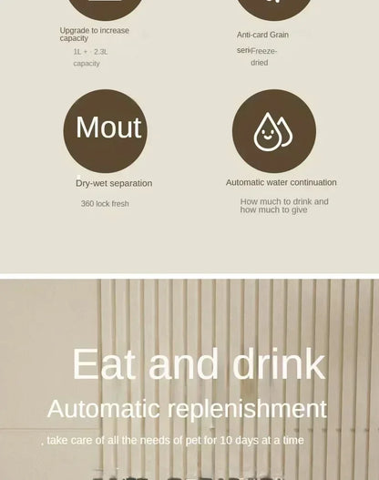 Automatic Pet Feeder & Water Fountain – Smart Large-Capacity Bowl for Cats & Dogs.