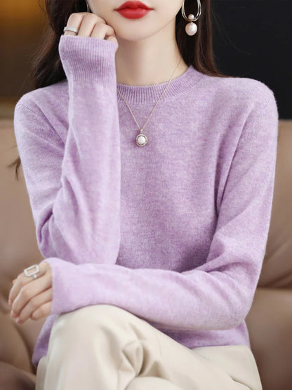 Women’s 100% Merino Wool Sweater – Soft Cashmere O-Neck Pullover