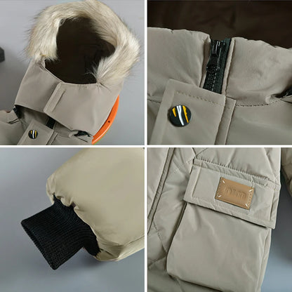 Boys’ Winter Thick Hooded Coat – Warm Fur Collar Jacket