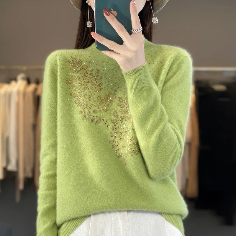 Women Sweaters Thick Warm Autumn Winter Mock