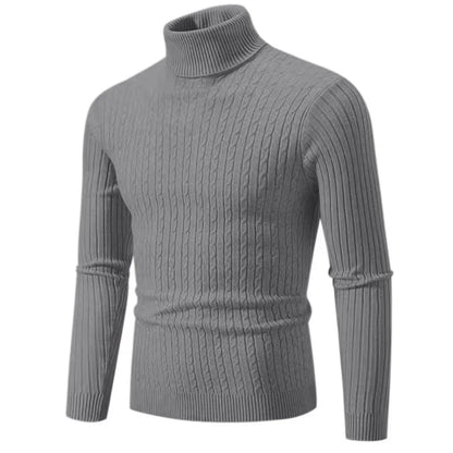 Men’s Classic High Neck Sweater – Warm Knitted Turtleneck Pullover