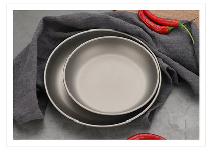 Pure Titanium Camping Plate – Lightweight, Antibacterial & Eco-Friendly Outdoor Tableware