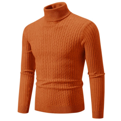 Men’s Classic High Neck Sweater – Warm Knitted Turtleneck Pullover