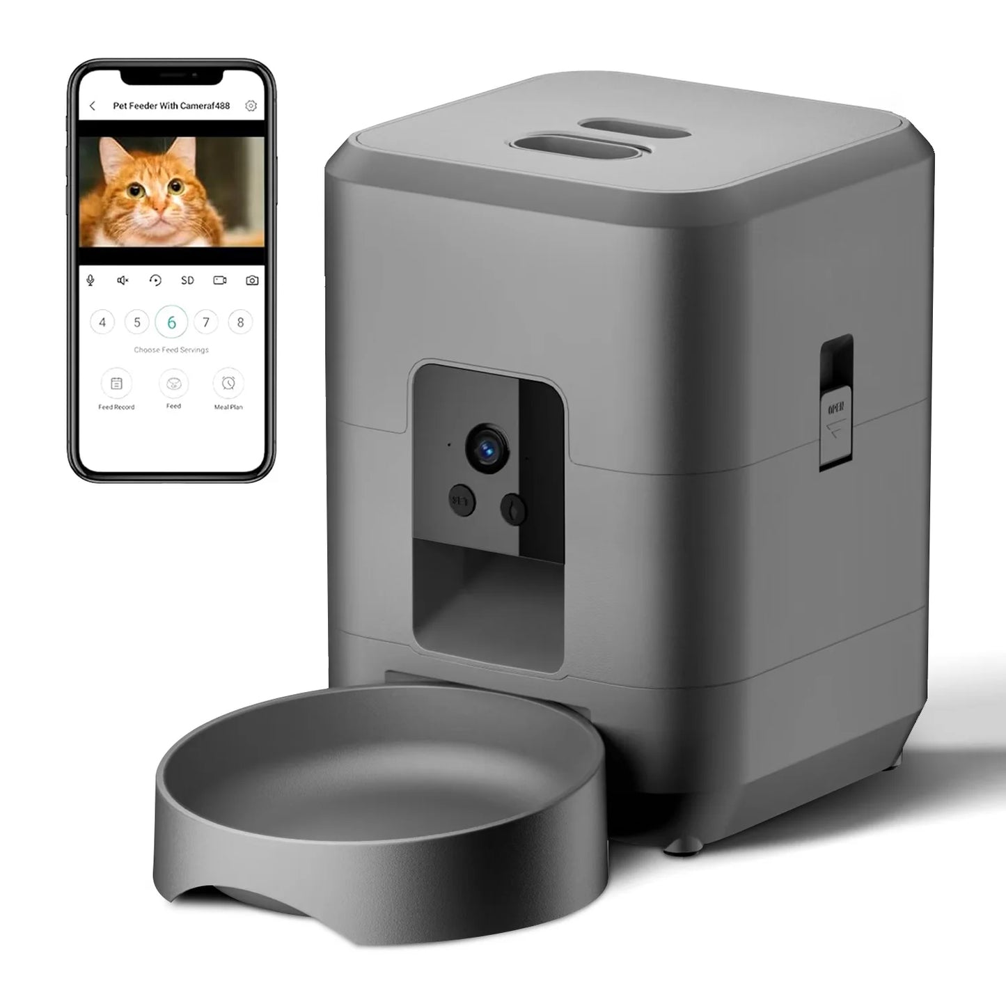 2L Smart Automatic Pet Feeder with Camera – WiFi Cat & Dog Food Dispenser with App Control, Voice & Timer