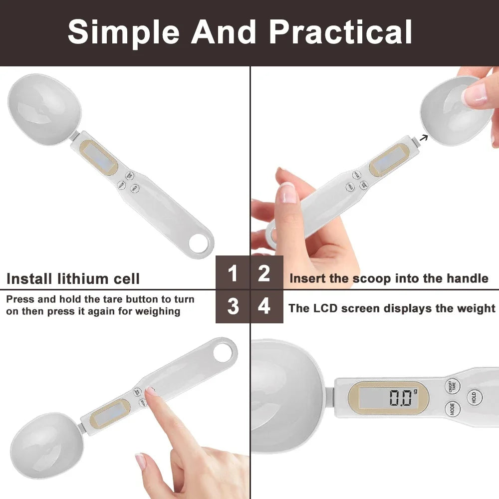 Digital Kitchen Spoon Scale | Mini LCD Food Weighing Tool 0.1–500g | Precision Measuring Spoon