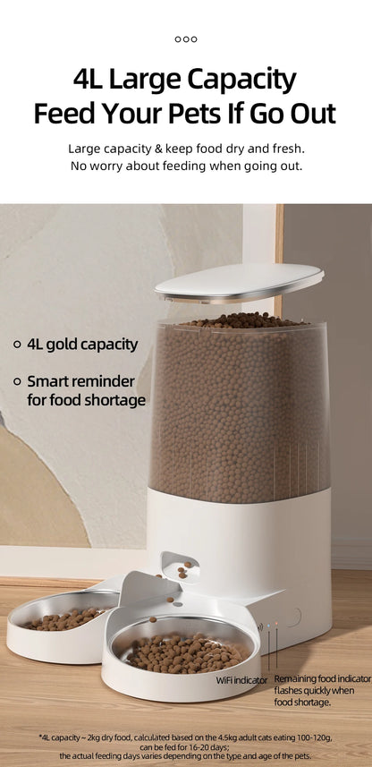 ROJECO Smart Automatic Cat Feeder – WiFi Pet Food Dispenser with Timer