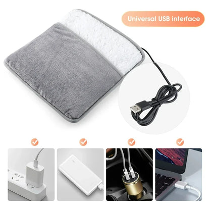 Soft USB Heated Foot Warmer Pad – Washable Plush Winter Heating Mat