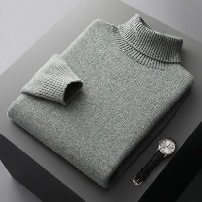Men’s Cashmere Wool Sweater – Elegant Turn-Down Collar Knitwear for Autumn & Winter