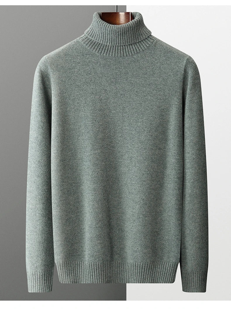 Men’s Cashmere Wool Sweater – Elegant Turn-Down Collar Knitwear for Autumn & Winter