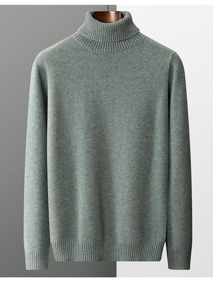 Men’s Cashmere Wool Sweater – Elegant Turn-Down Collar Knitwear for Autumn & Winter