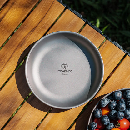 Tomshoo Titanium Round Camping Plate Outdoor Ultralight Portable Tableware Cookware Backpacking Dinner Plate Travel Tableware