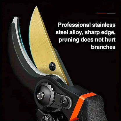 Professional Titanium Bypass Pruning Shears Garden Hand Pruners Lightweight Ergonomic Non-slip Handles SK-5 Steel Durable