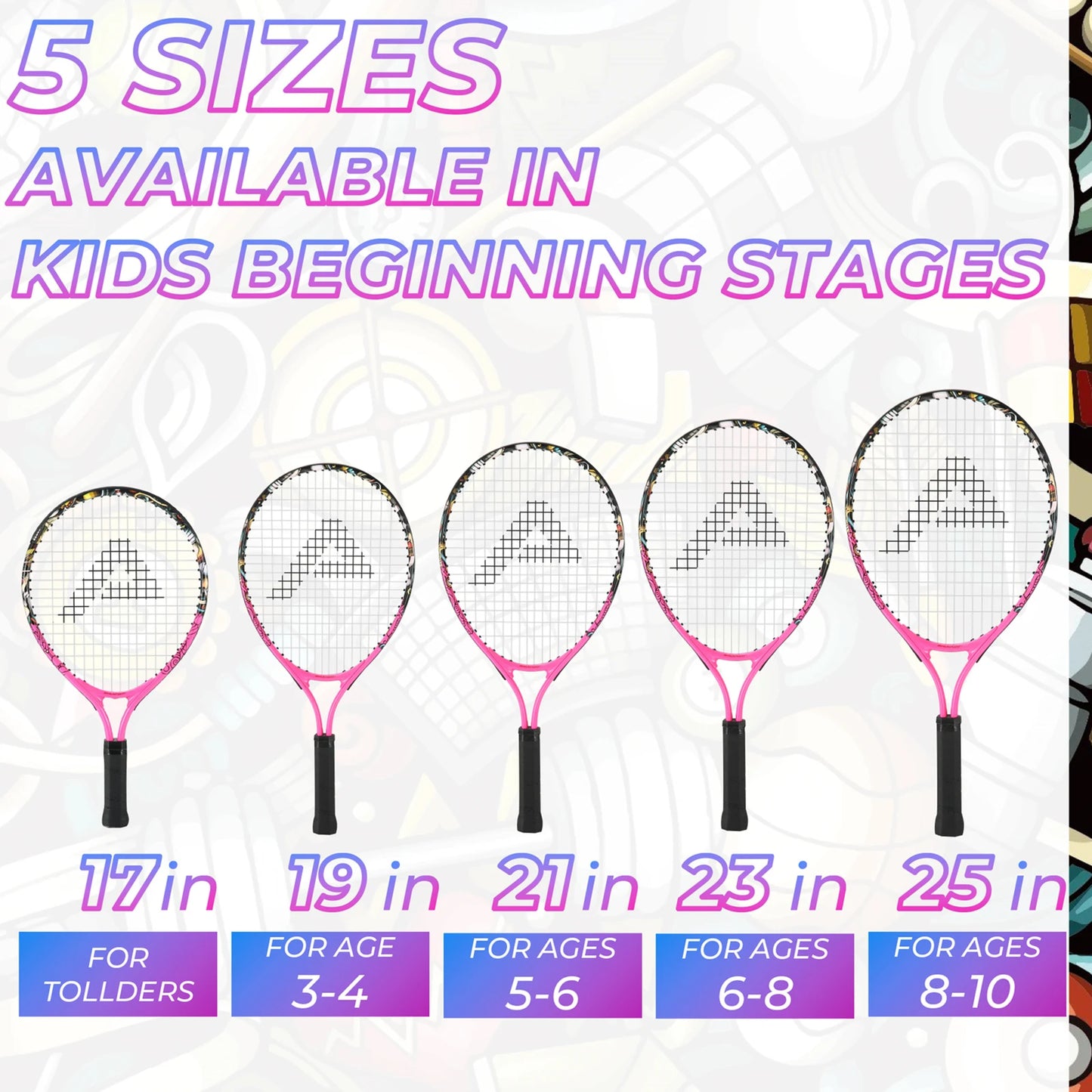 AMASPORT Kids Tennis Racket 17” with Carry Bag – Set for Boys & Girls (Ages 3–8)