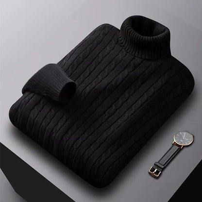 Men’s Classic High Neck Sweater – Warm Knitted Turtleneck Pullover