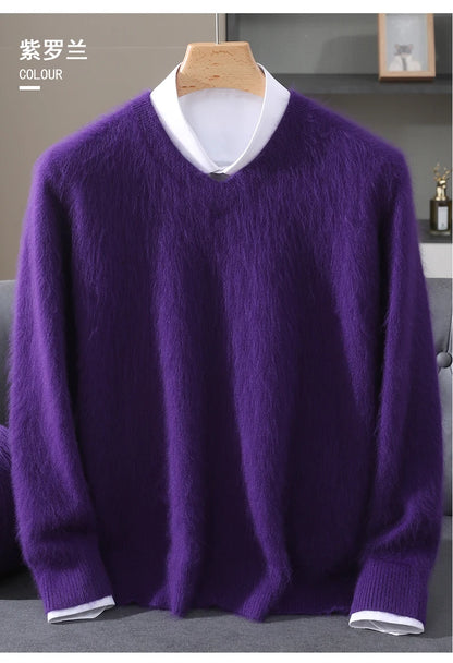 Men’s 100% Pure Mink Cashmere V-Neck Sweater –  for Autumn & Winter