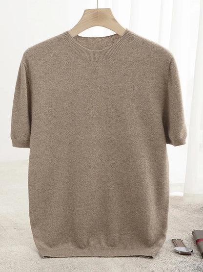 Men’s 100% Merino Wool O-Neck Short Sleeve Sweater –  Collection