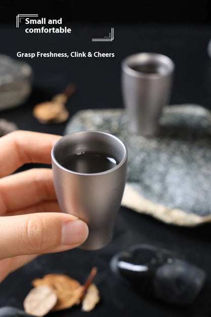 Pure Titanium Small Shot Glass Thickened Single Layer Titanium Alloy Drinking Cup For Hard Liquor And White Wine Outdoor Tools