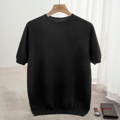 Men’s 100% Merino Wool O-Neck Short Sleeve Sweater –  Collection