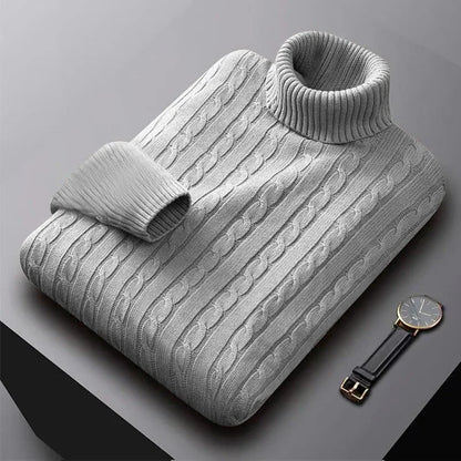 Men’s Classic High Neck Sweater – Warm Knitted Turtleneck Pullover