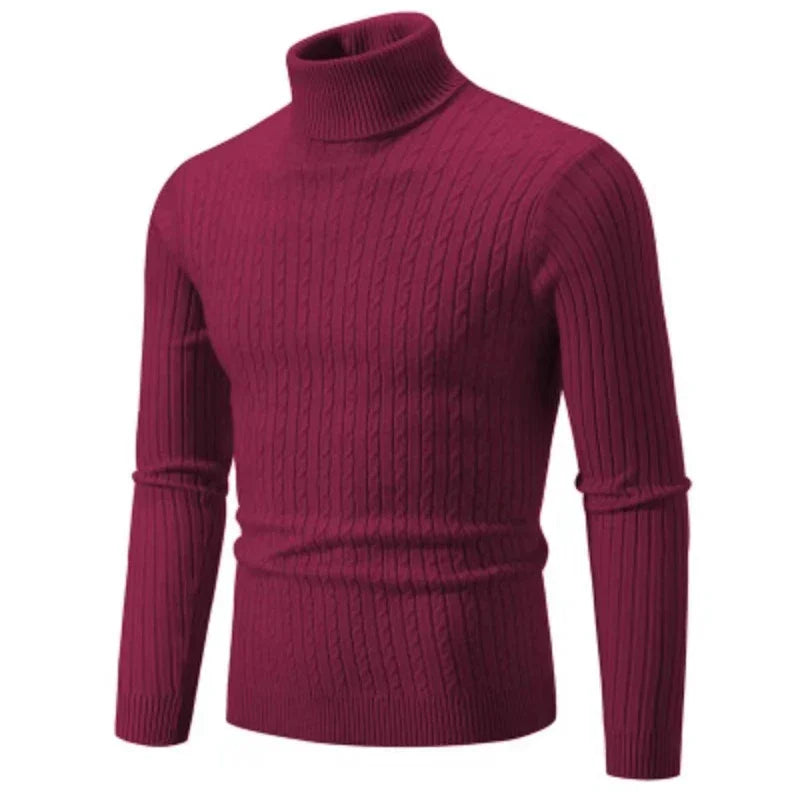 Men’s Classic High Neck Sweater – Warm Knitted Turtleneck Pullover