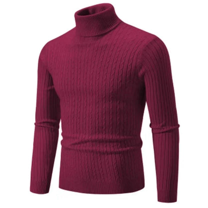 Men’s Classic High Neck Sweater – Warm Knitted Turtleneck Pullover